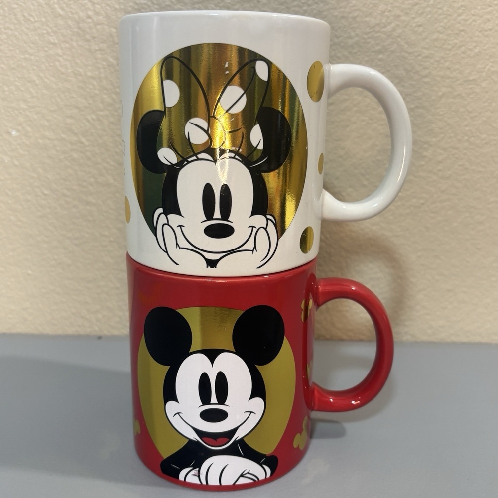 Disney's Mickey & Minnie Mouse Golden Galerie 14 oz. Ceramic Mug Set Of‎ 2 Gift